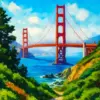 Golden Gate Bridge View diamond painting kit — scenic San Francisco bridge landscape