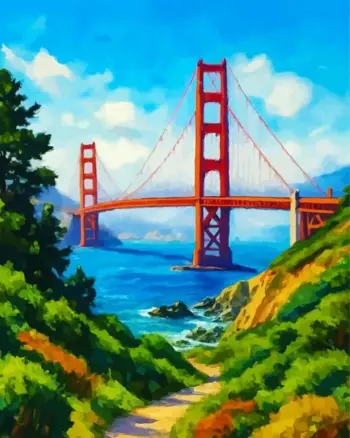 Golden Gate Bridge View diamond painting kit — scenic San Francisco bridge landscape