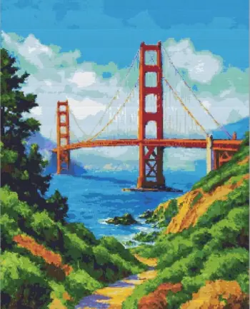 Golden Gate Bridge View diamond painting kit — scenic San Francisco bridge landscape