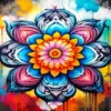 Graffiti flower mandala diamond painting kit — colorful floral design with street-art style