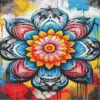 Graffiti flower mandala diamond painting kit — colorful floral design with street-art style