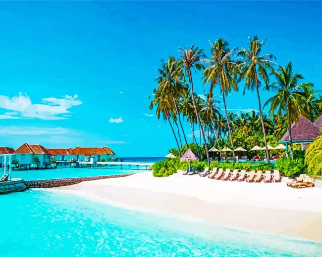 Maldives Beach Diamond Painting Kit Maldives beach diamond painting kit — turquoise water and white sandy tropical shore