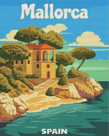 Mallorca Spain poster diamond painting kit — vintage Mallorca travel poster artwork