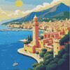 Monaco vintage poster diamond painting kit — classic Monaco travel poster artwork