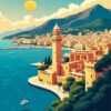 Monaco vintage poster diamond painting kit — classic Monaco travel poster artwork
