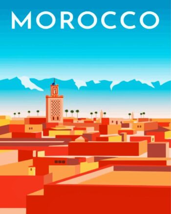 Morocco travel poster diamond painting kit — vintage Morocco travel poster artwork
