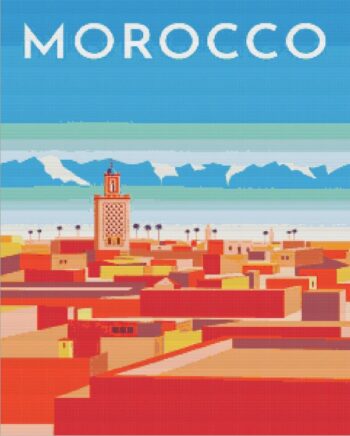 Morocco travel poster diamond painting kit — vintage Morocco travel poster artwork