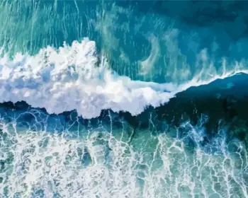 Ocean wave diamond painting kit — powerful blue wave with flowing ocean details