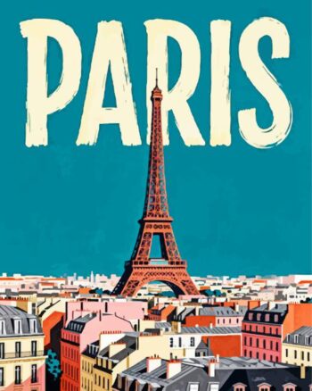 Paris travel poster diamond painting kit — vintage Paris travel poster artwork