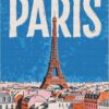 Paris travel poster diamond painting kit — vintage Paris travel poster artwork