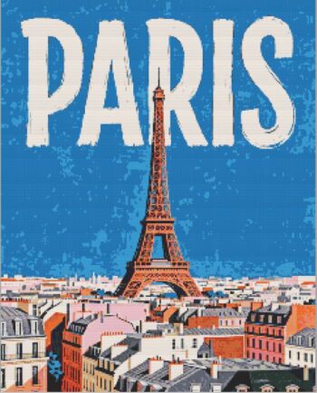 Paris travel poster diamond painting kit — vintage Paris travel poster artwork