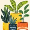 Plant pots diamond painting kit — decorative potted plants artwork