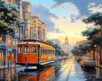 San Francisco diamond painting kit — colorful cityscape with iconic urban scenery