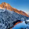 Snowy Pyrenees Mountains diamond painting kit — snow-covered mountain peaks in a winter landscape