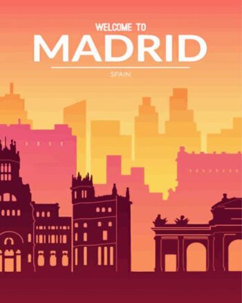 Spain Madrid poster diamond painting kit — vintage Madrid travel poster artwork