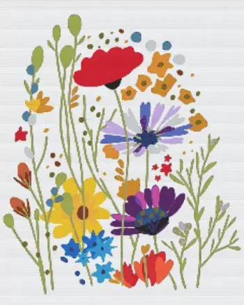 mmer wildflowers diamond painting kit — vibrant seasonal flowers blooming in a sunny meadow
