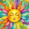 Sun face diamond painting kit — radiant celestial sun with decorative face