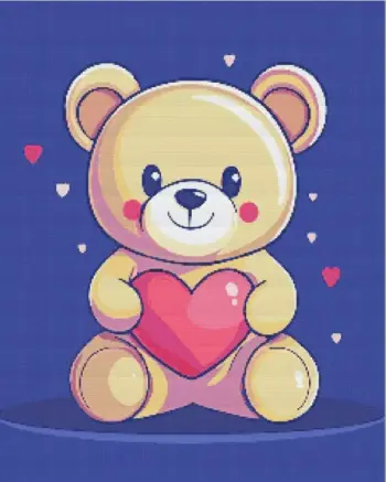 Teddy bear diamond painting kit — cute plush teddy bear artwork