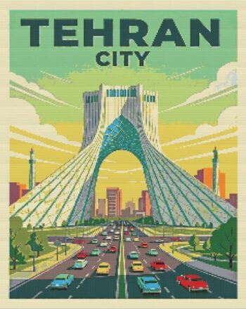 Tehran city diamond painting kit — artistic view of Tehran skyline