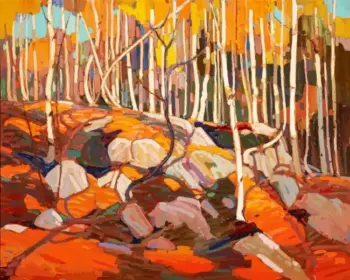 The Birch Grove diamond painting kit — peaceful birch trees in a woodland landscape