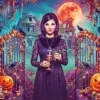 The Love Witch Halloween diamond painting with a mysterious witch