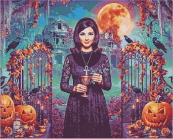 The Love Witch Halloween diamond painting with a mysterious witch
