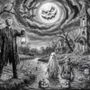 Night of the Hunter diamond painting with a dark mysterious scene