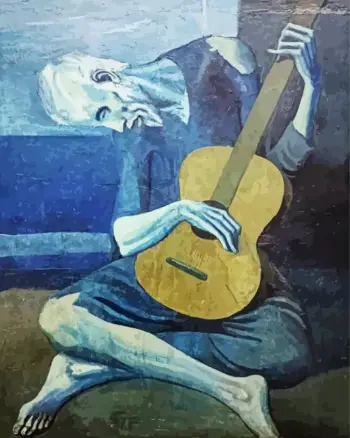 Old Guitarist by Picasso diamond painting kit — iconic Blue Period masterpiece