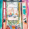 The Open Window diamond painting kit — colorful open window overlooking the sea