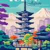 Tokyo Japan poster diamond painting kit — vintage Tokyo travel poster artwork