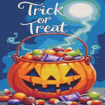 Halloween trick-or-treat pumpkin with spooky autumn details