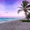 Tulum Beach sunset diamond painting kit — tropical Mexican beach beneath a glowing sunset sky