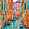 Venice canal diamond painting kit — scenic Italian canal with colorful historic buildings