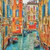 Venice canal diamond painting kit — scenic Italian canal with colorful historic buildings