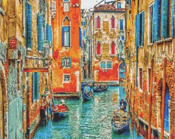 Venice canal diamond painting kit — scenic Italian canal with colorful historic buildings