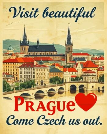 Vintage Prague Poster Diamond Painting Kit