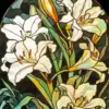 White lilies diamond painting kit — elegant white lily flowers in bloom