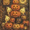 Halloween pumpkins diamond painting with spooky festive decorations