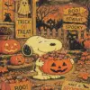 Halloween Snoopy diamond painting with pumpkins and spooky decorations
