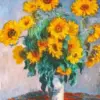 Abstract sunflowers in vase diamond painting kit — bright yellow flowers in a white vase