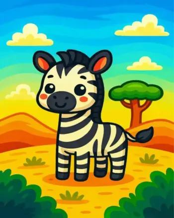Baby zebra diamond painting kit with cute animal design