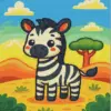 Baby zebra diamond painting kit with cute animal design