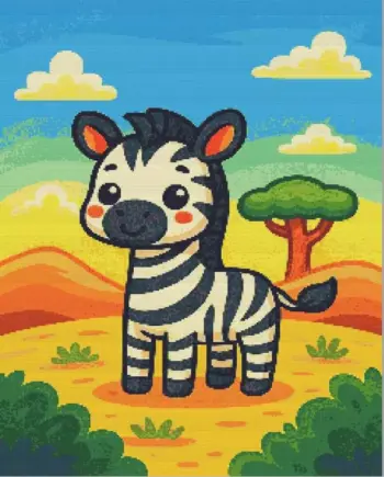 Baby zebra diamond painting kit with cute animal design