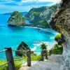 Bali beach diamond painting kit — tropical beach beneath dramatic seaside cliffs