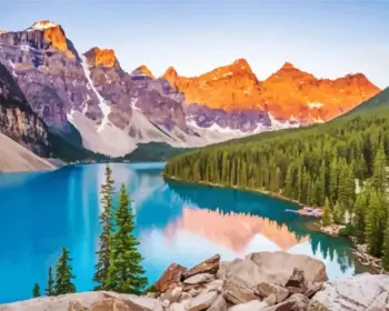 Banff National Park diamond painting kit — Canadian Rocky Mountains surrounded by beautiful alpine scenery
