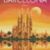 Barcelona Spain diamond painting kit — colorful city architecture and Mediterranean scenery