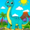 Cute brontosaurus diamond painting kit with colorful dinosaur design