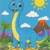 Cute brontosaurus diamond painting kit with colorful dinosaur design