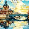 Bucharest Romania poster diamond painting kit celebrating the city