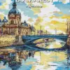 Bucharest Romania poster diamond painting kit celebrating the city